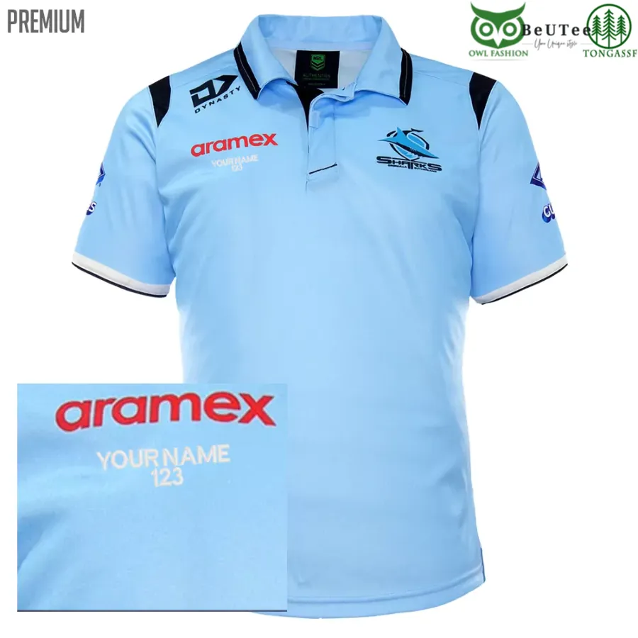 81 Cronulla Sharks NRL National Rugby League Media Customized Polo Shirt