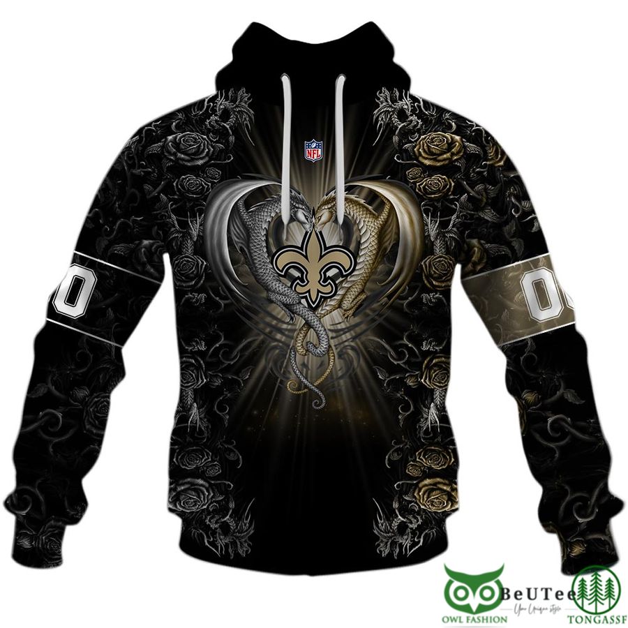 53 Personalized NFL Rose Dragon New Orleans Saints 3D Hoodie