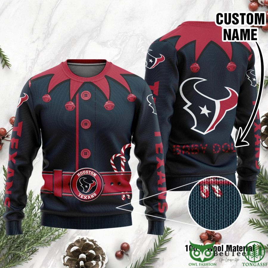 2 Houston Texans Ugly Sweater Custom Name NFL Football