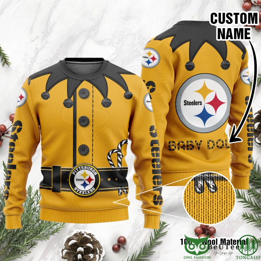 7 Pittsburgh Steelers Ugly Sweater Custom Name NFL Football