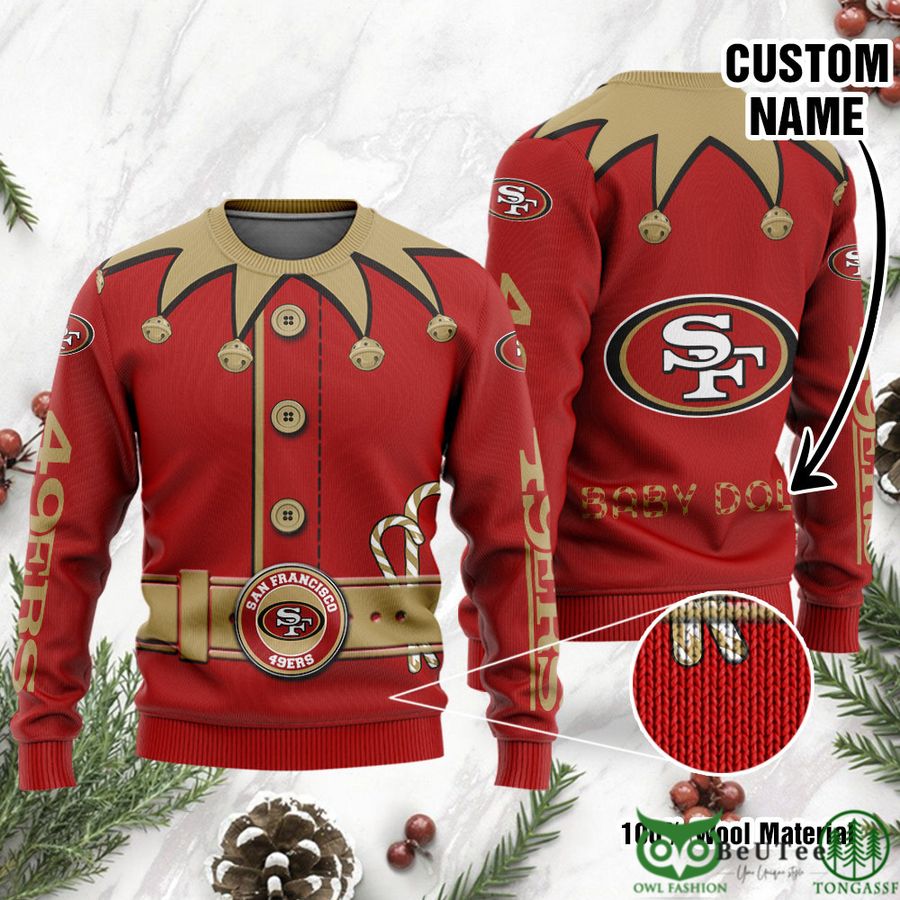 12 San Francisco 49ers Ugly Sweater Custom Name NFL Football