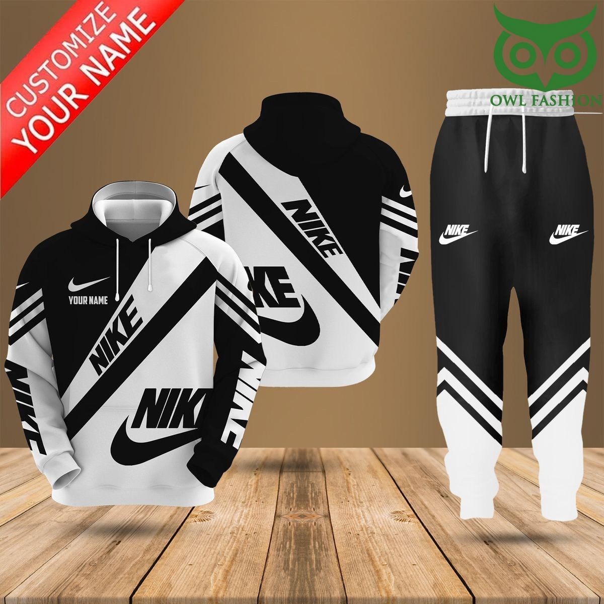 Personalized Nike black and white hoodies T-Shirt sweatpants