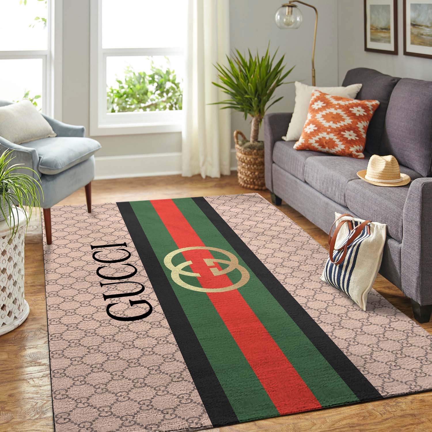 Luxury Gucci signature logo carpet rug