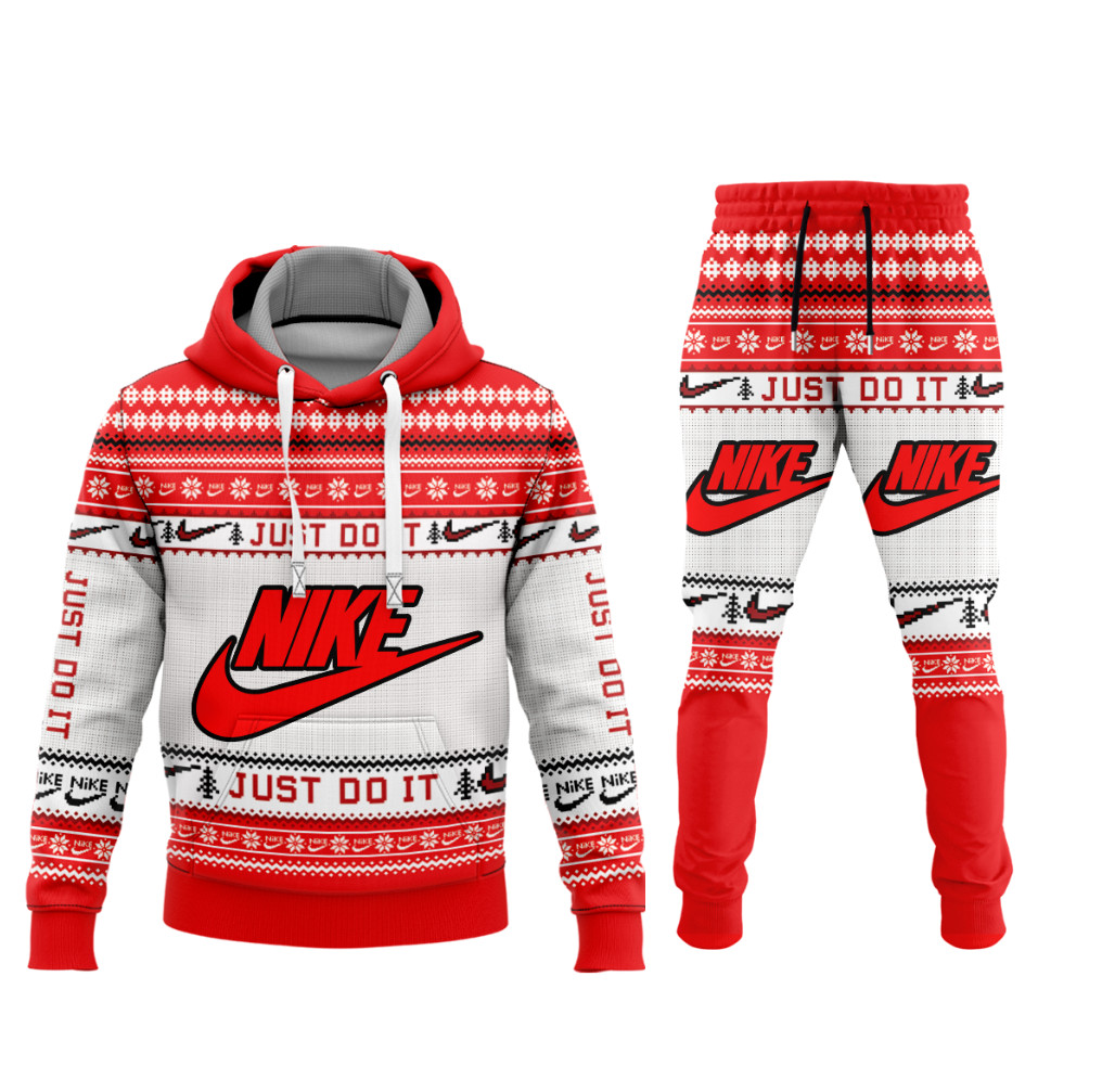 Nike Red Check Brand Limited 3D hoodie and pants
