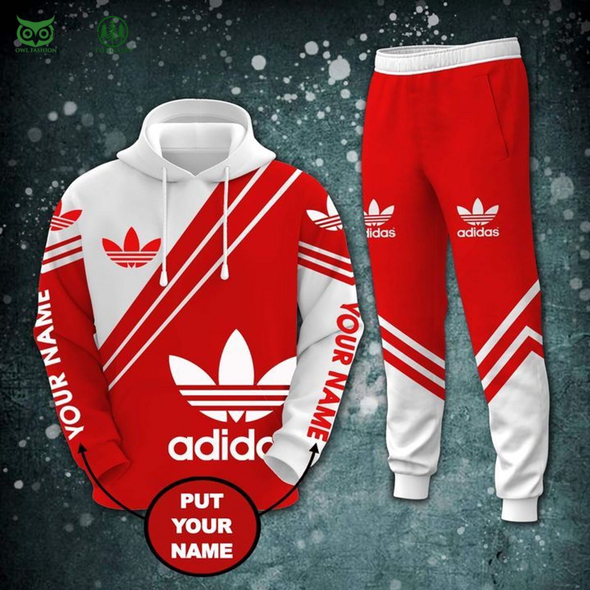 adidas famous sport brand red personalized hoodie and pants 1 L9TFj