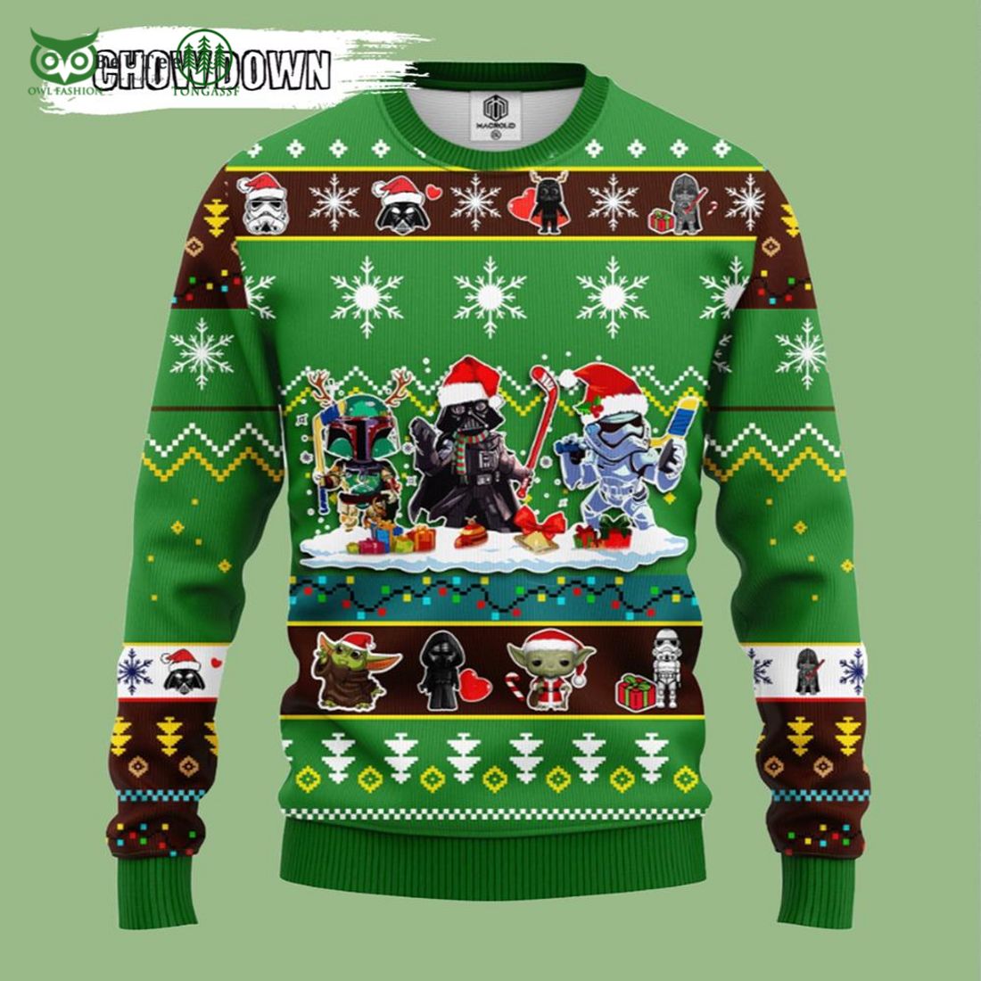 Baby Yoda Star Wars Cute Chibi Darth Vader Green Ugly Christmas Sweater ...