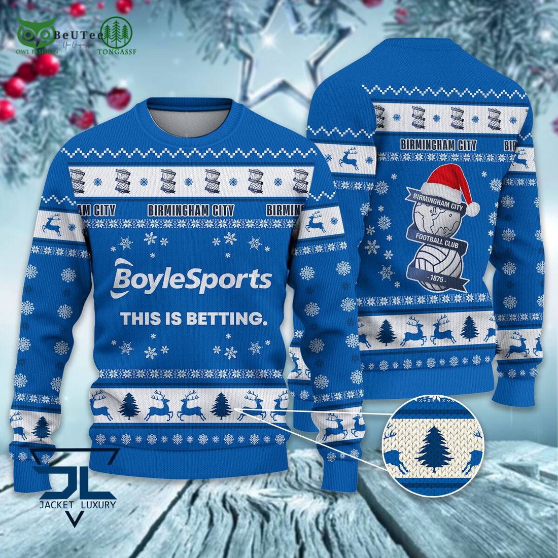 Birmingham City F.C CU EFL Championship 3D Ugly Sweater Christmas