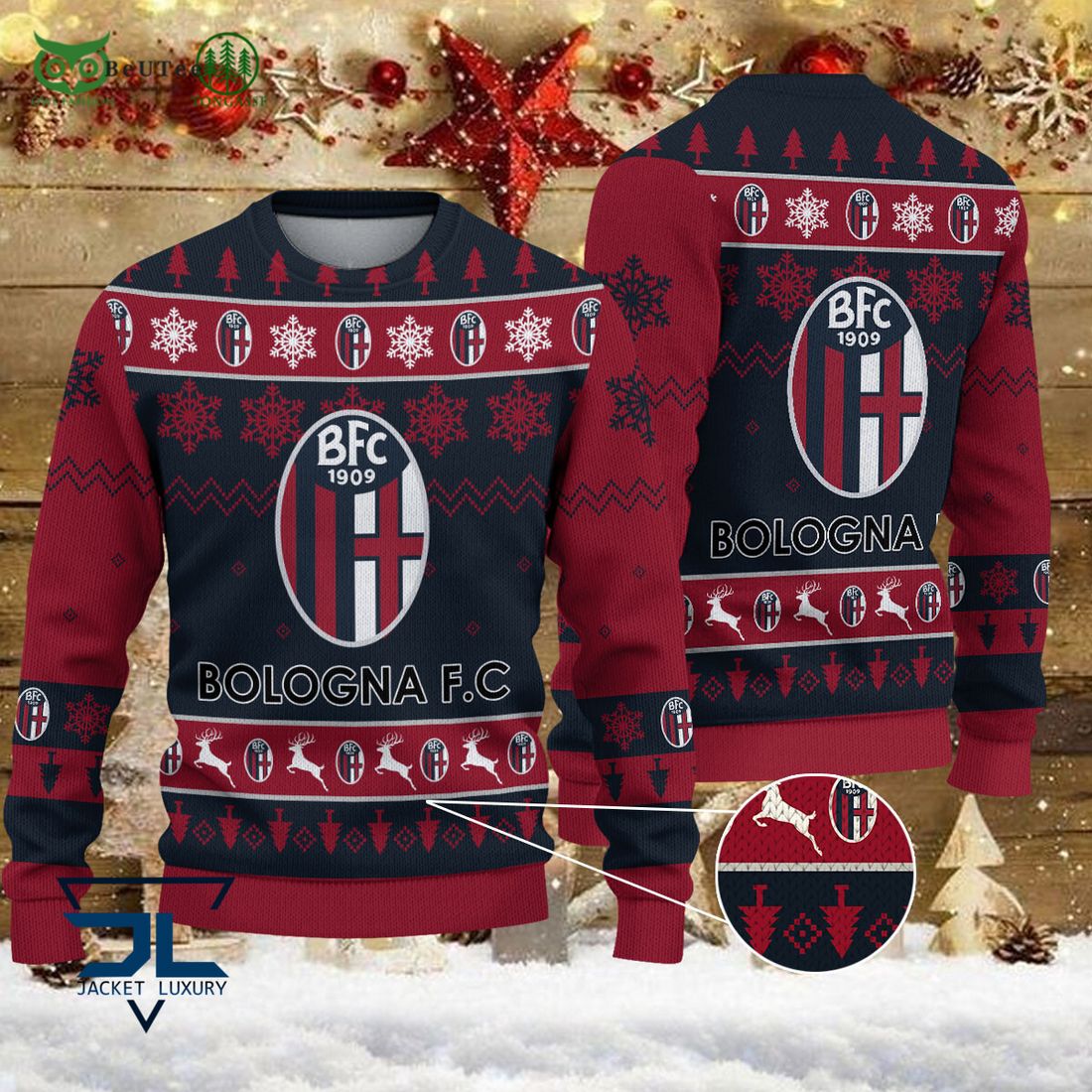 Bologna Fc 1909 Team Football Lega Serie A Ugly Sweater - Owl Fashion Shop