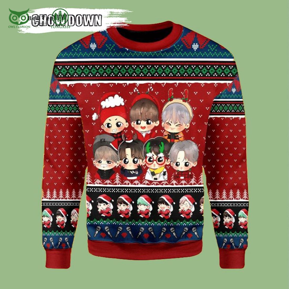 bts kpop band members cute chibi ugly christmas sweater xmas 1 AZgxp