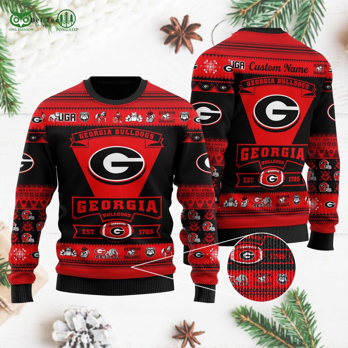 georgia bulldogs football team logo nfl customized christmas sweater 1 mf0JE