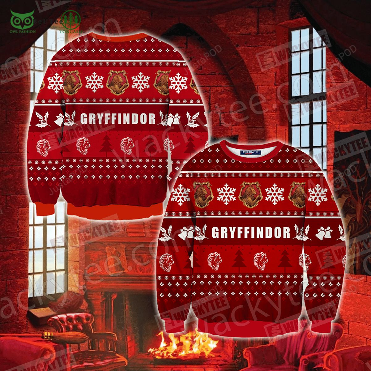 gryffindor house harry potter christmas ugly sweater 1 pEvyC