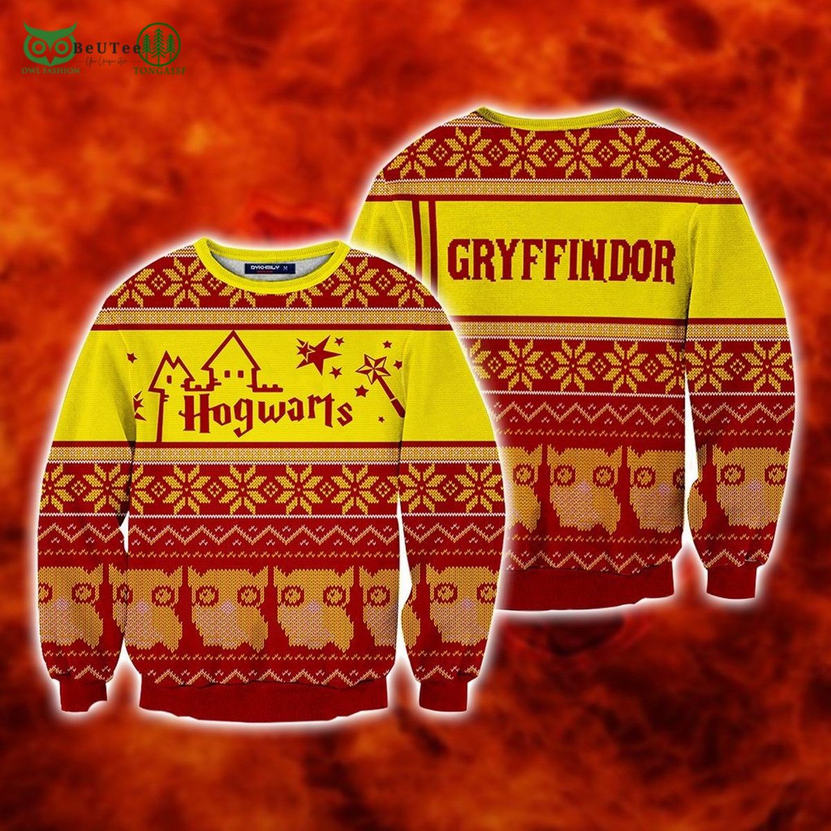 grynffindor hogwarts harry potter christmas ugly sweater 1 293wP