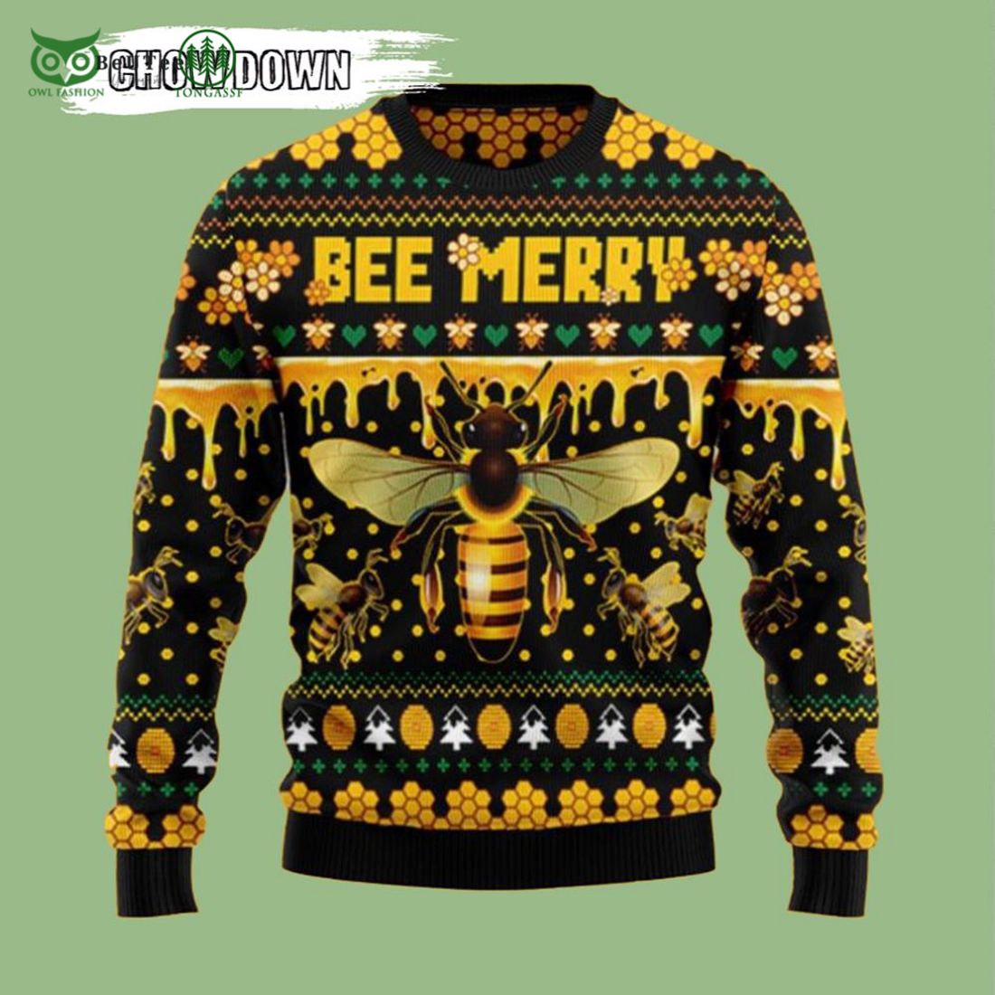 honey bee merry xmas ugly christmas sweater 1 pI529