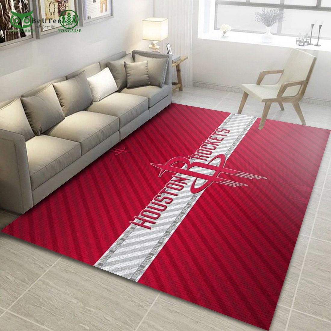 houston rockets logo team red living room nba carpet rug 1 toNEO