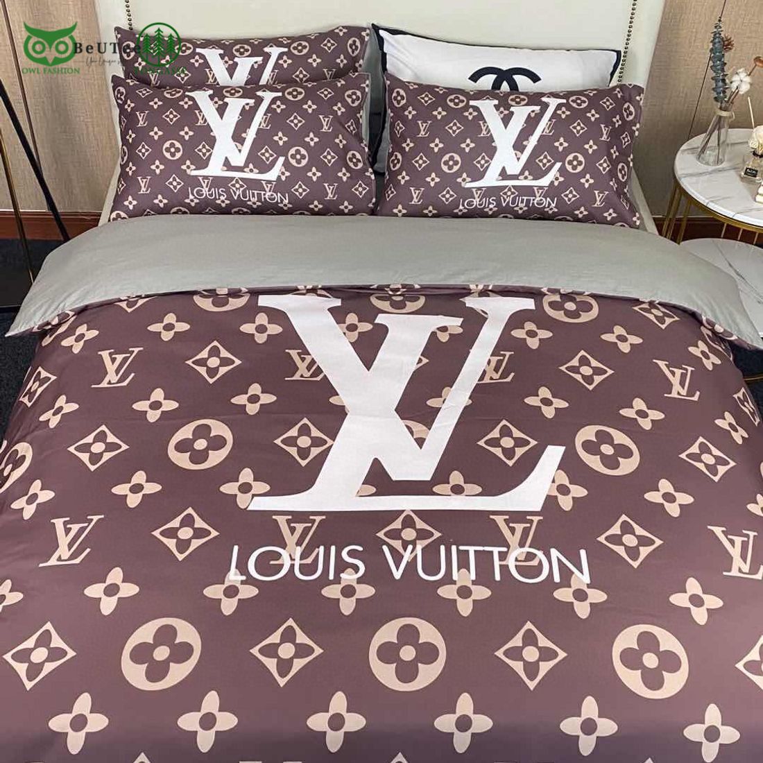 lv louis vuitton brown luxury brand bedding set 1 wfqrX