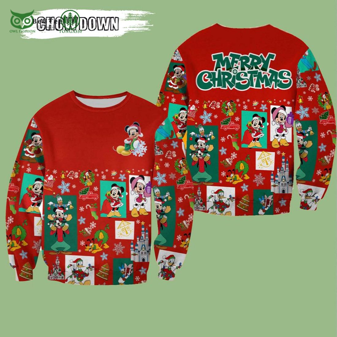 mickey mouse minnie donald pattern disney characters ugly christmas sweater 1 XqDgW