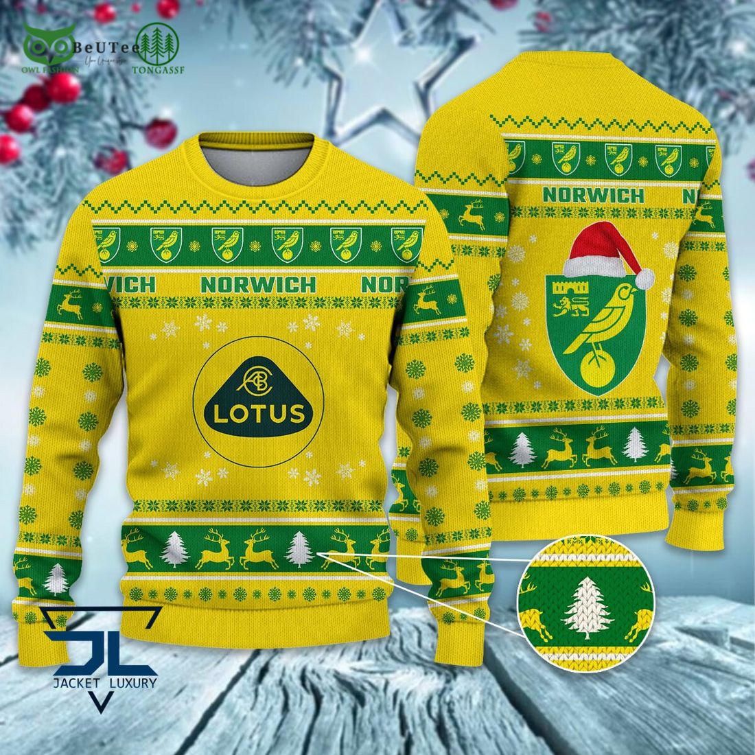 Norwich City CU EFL Championship 3D Ugly Sweater Christmas