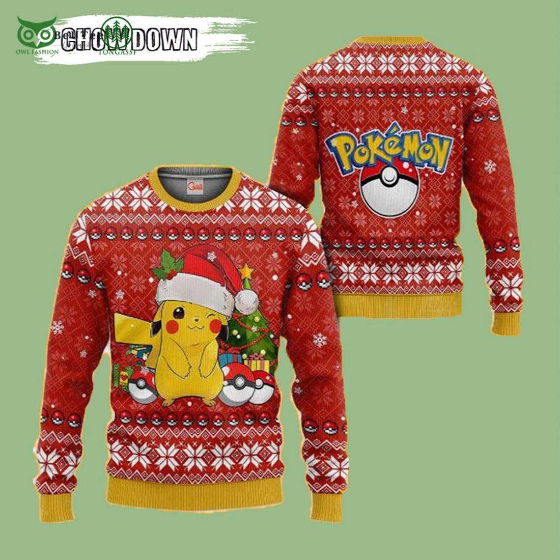 pikachu santa christmas pokemon anime xmas ugly sweater 1 RJAEB