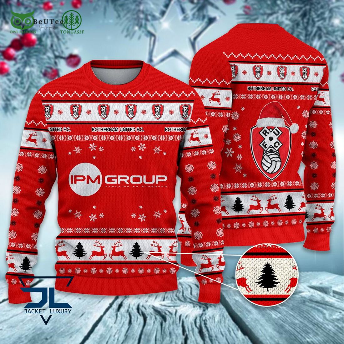 Rotherham United CU EFL Championship 3D Ugly Sweater Christmas