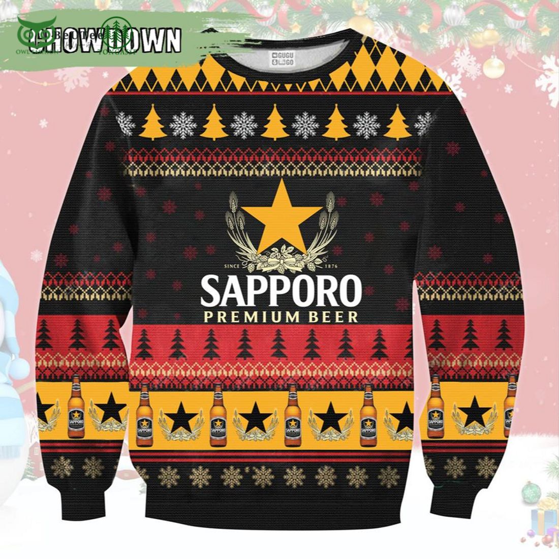 sapporo beer ugly christmas sweater unisex 1 Lrzu5
