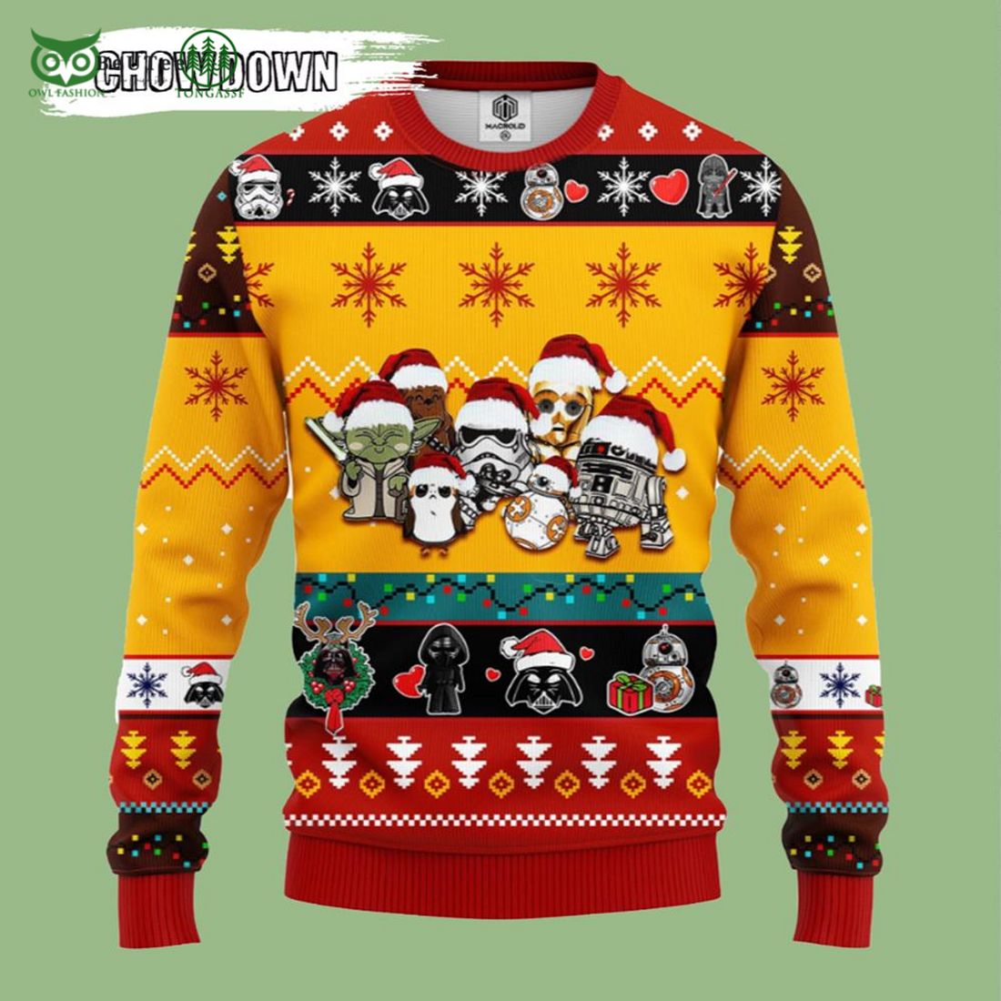 star wars cute chibi characters santa yellow ugly christmas sweater 1 rf7ad