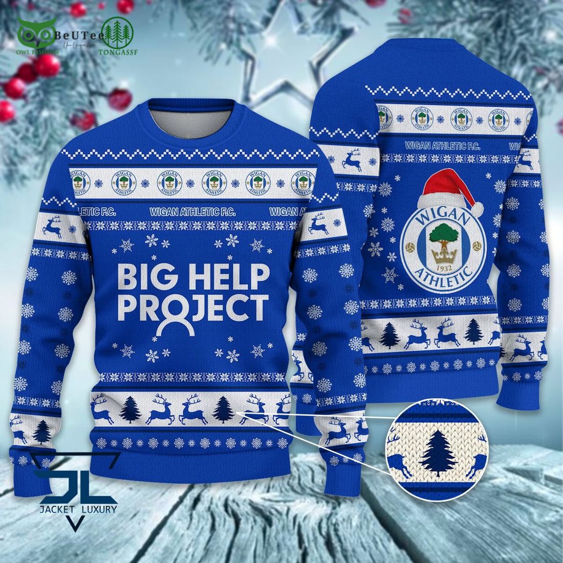Wigan Athletic CU EFL Championship 3D Ugly Sweater Christmas