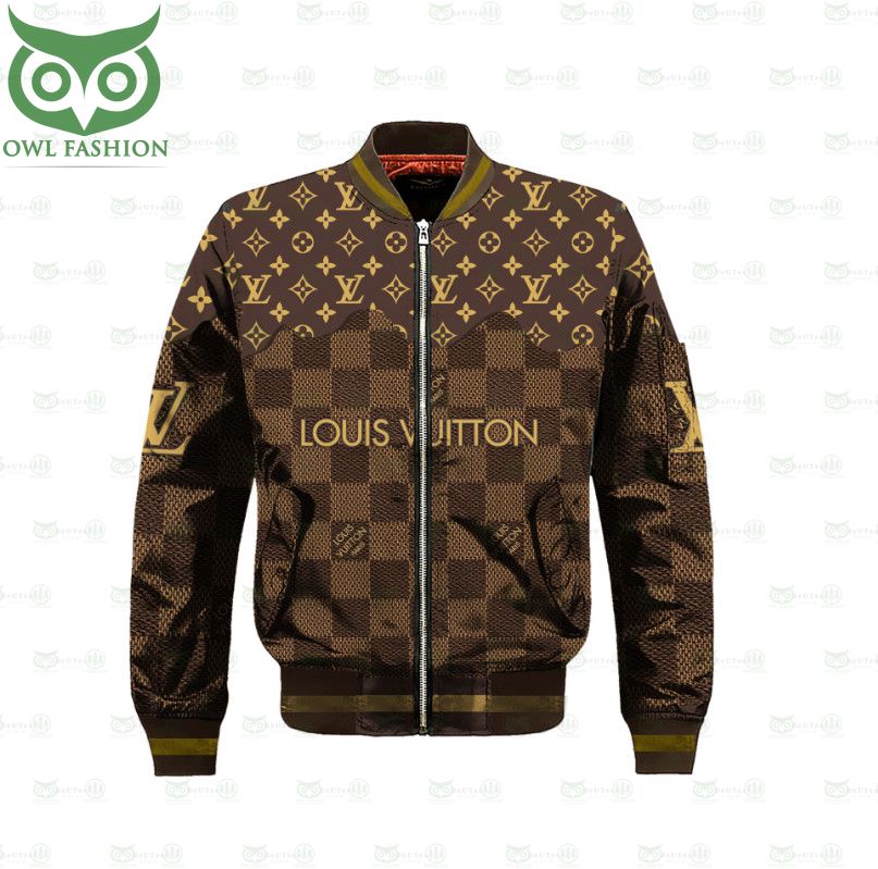 Limited LV Brown Checkered 3D Bomber Jacket