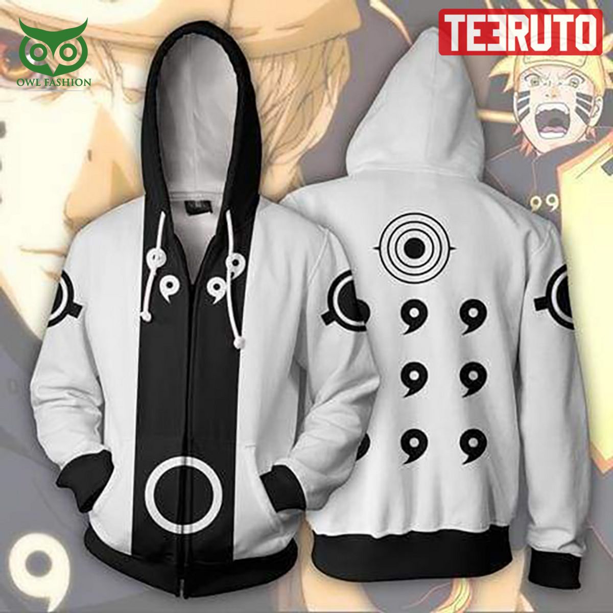 ashura bijuu mode naruto anime cosplay zip up 3d hoodie 1 JKRod