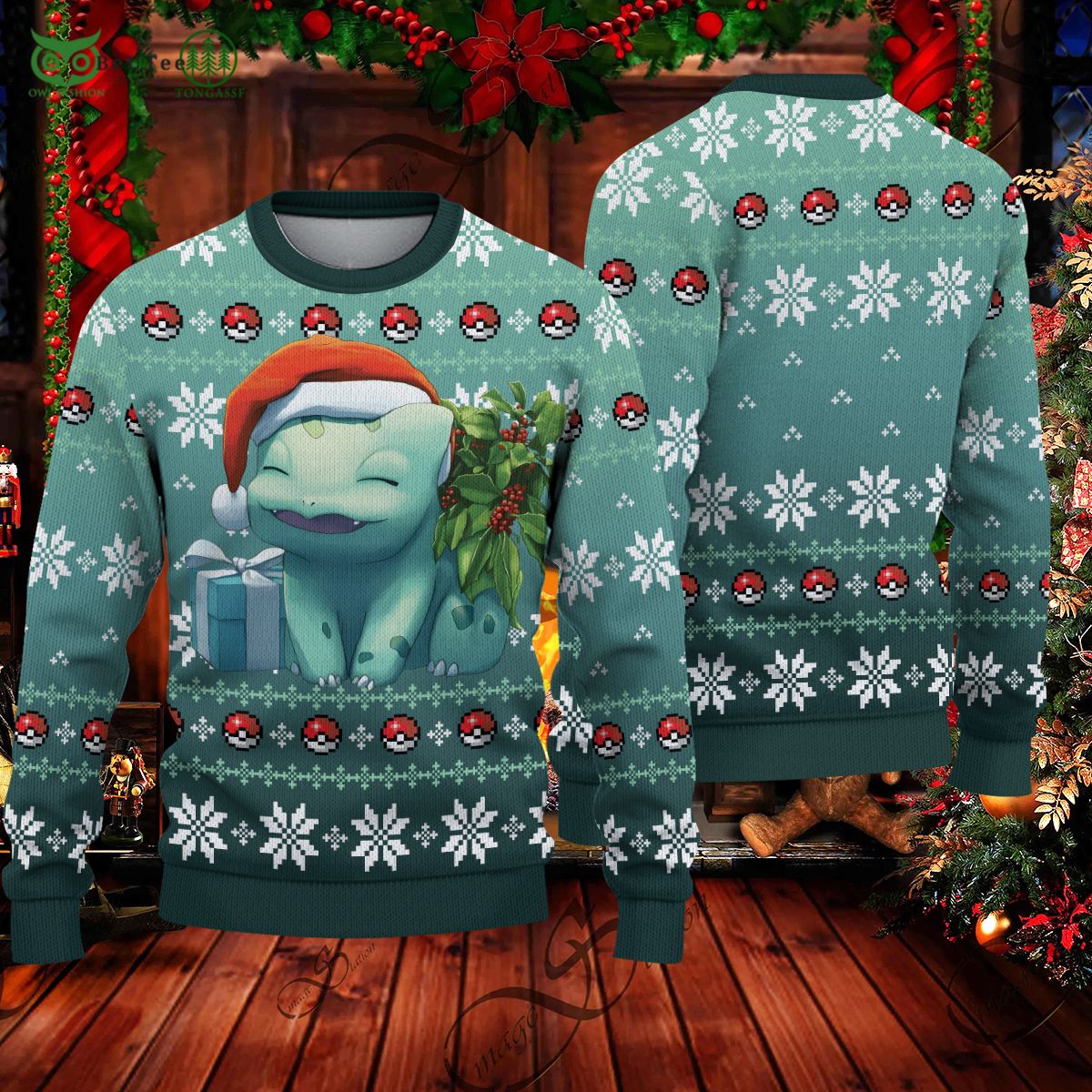 bulbasaur pokemon ugly christmas sweater 1 Dms44
