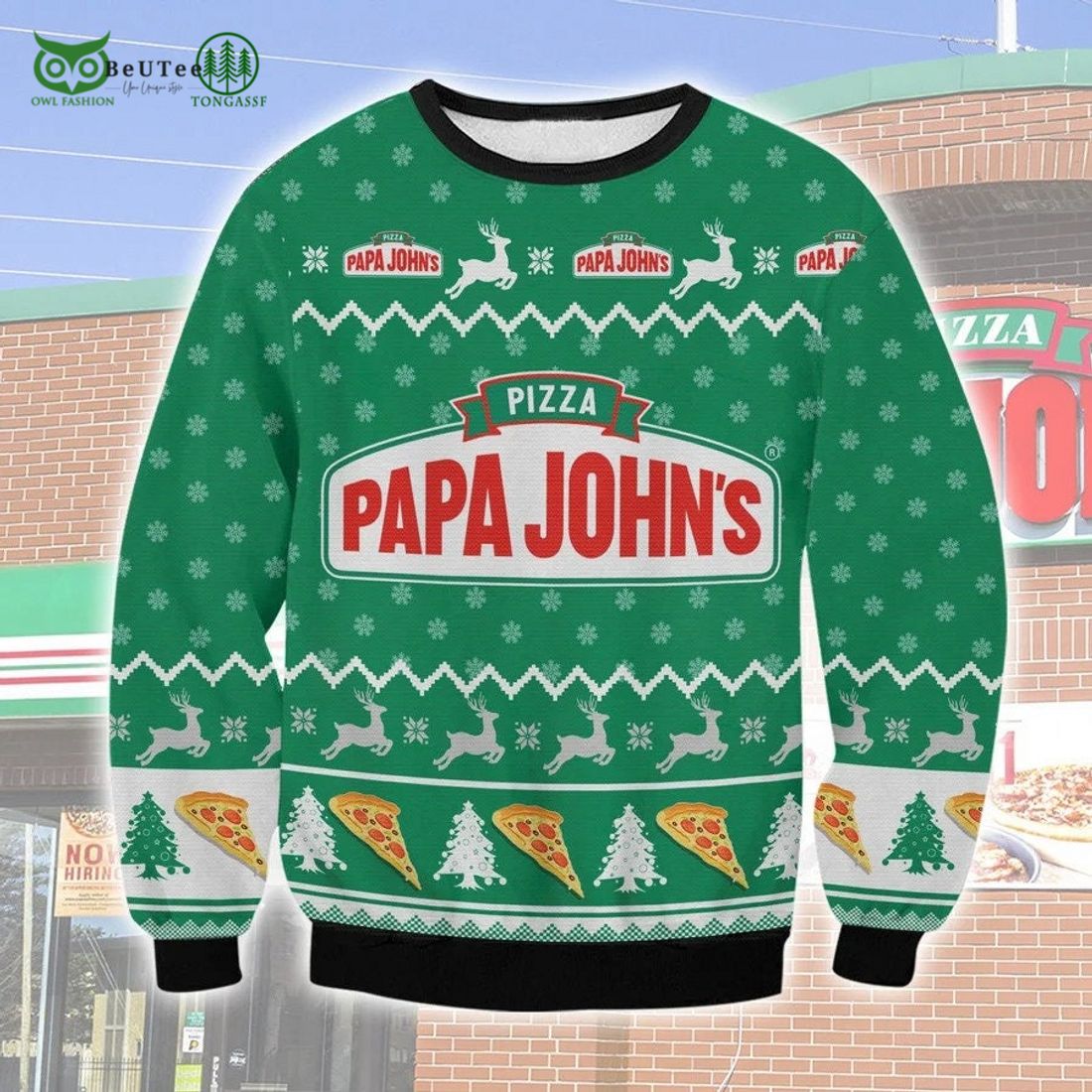 christmas pizza papa john ugly sweater 1 8M8qd