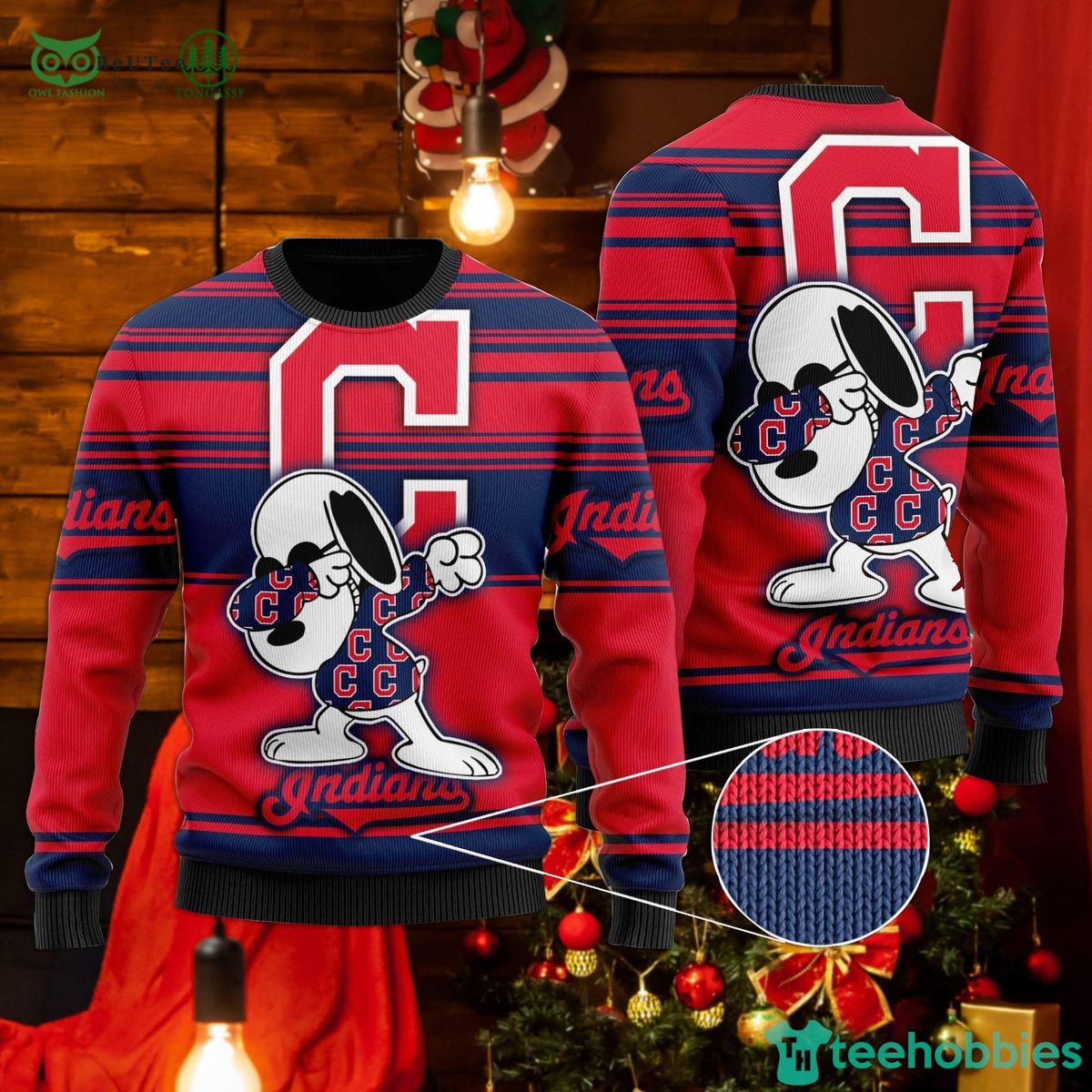 cleveland indians snoopy ugly christmas premium sweater 1 pFwCY
