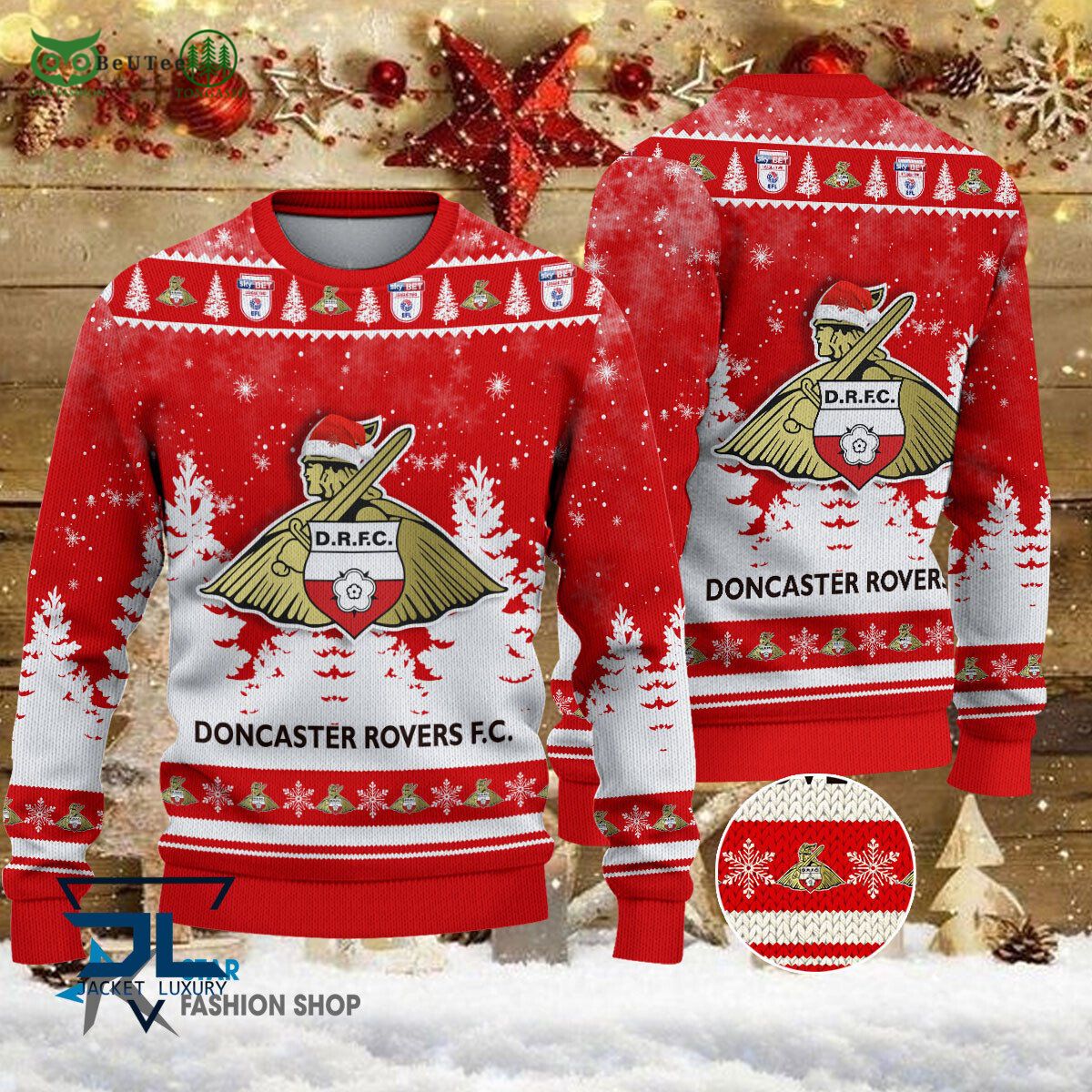 doncaster rovers efl english football league premium ugly sweater 1 Csq0T