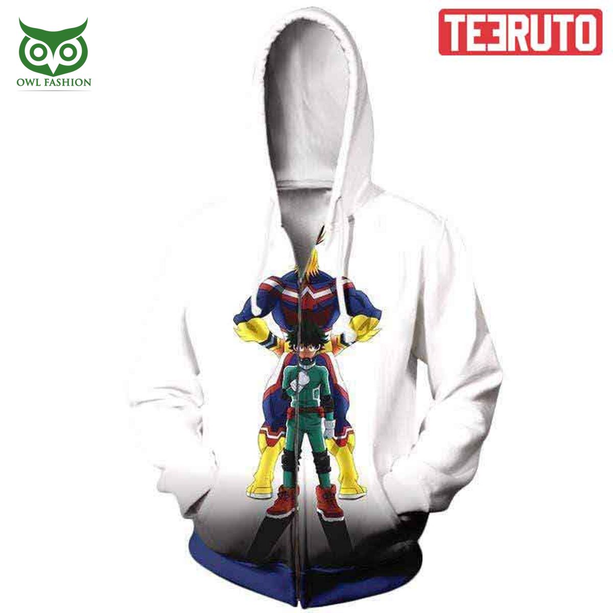 izuku midoriya and all might my hero academia anime zip up 3d hoodie 1 GaCcu