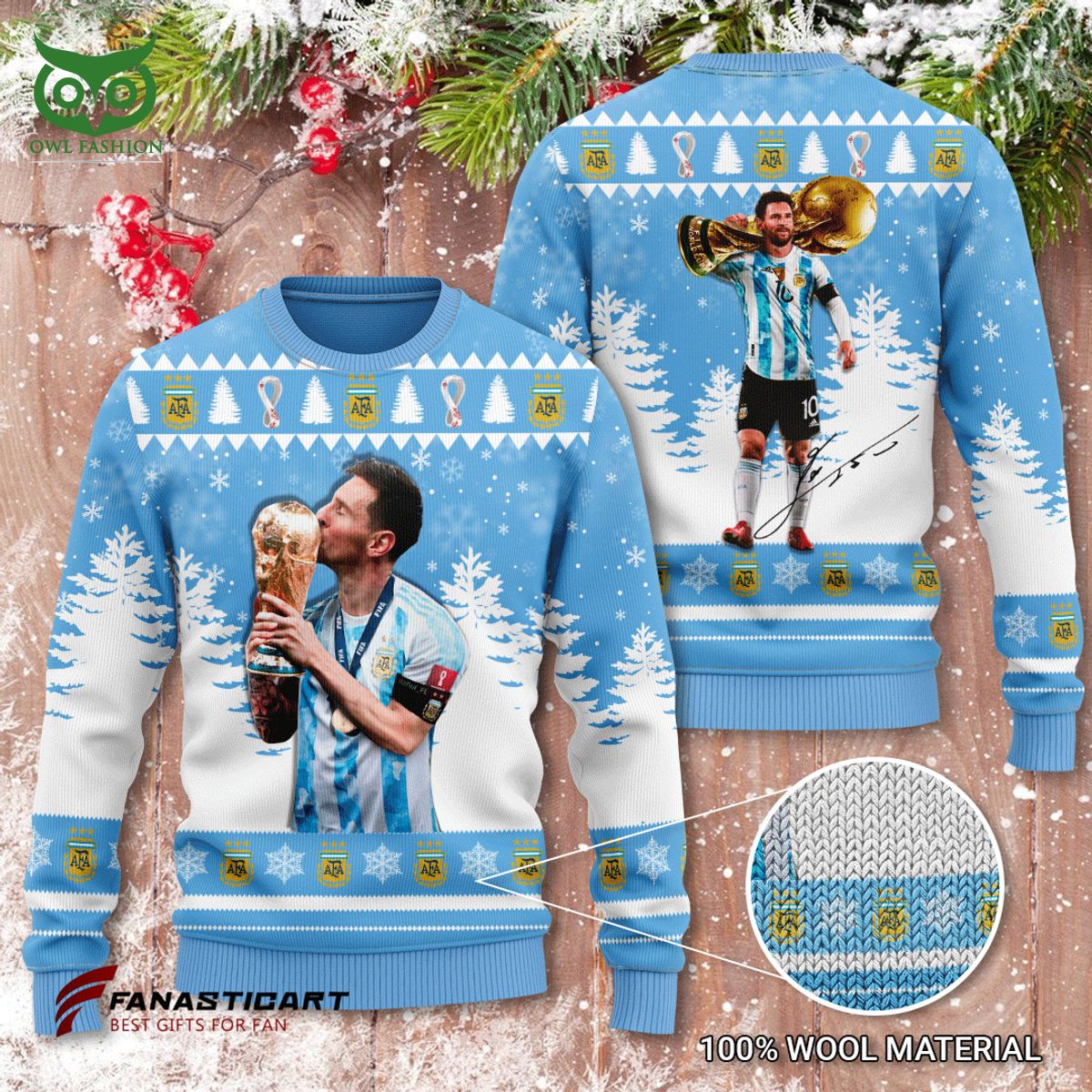 lionel messi champion greatest of all time goat ugly sweater 1 qlxkd