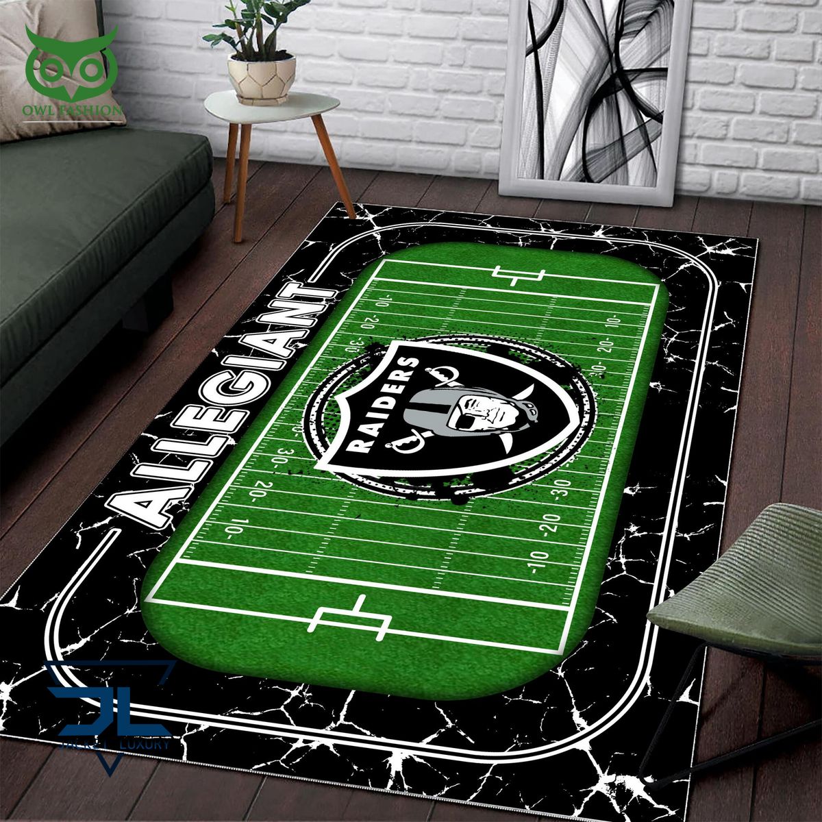 Oakland Raiders Football Rug