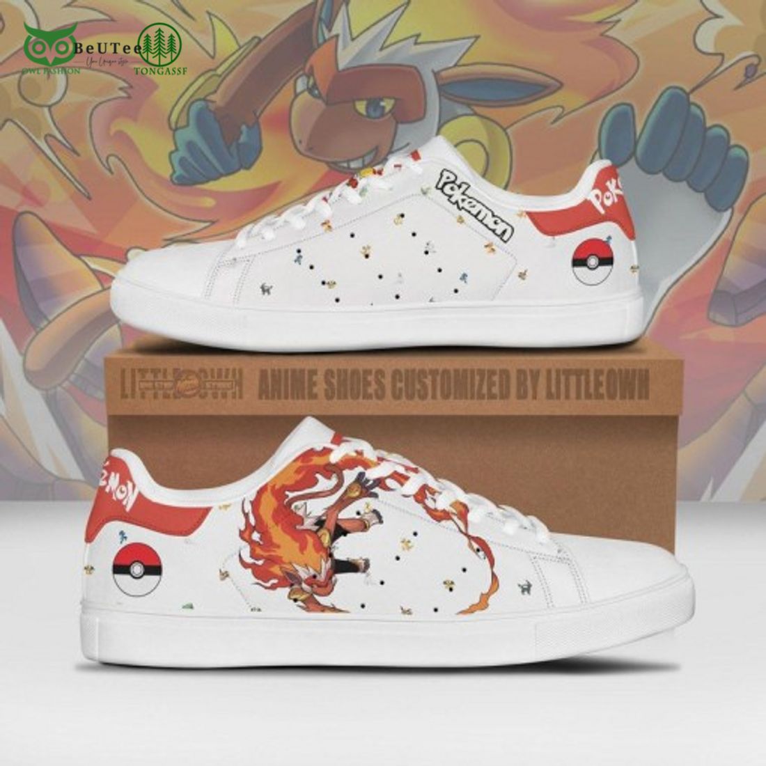 pokemon infernape skateboard sneakers custom anime stan smith shoes 1 qZkz0
