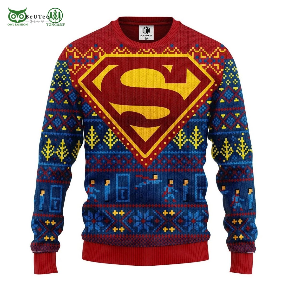 superman dc comics man of steel ugly christmas sweater 1 1Iqst