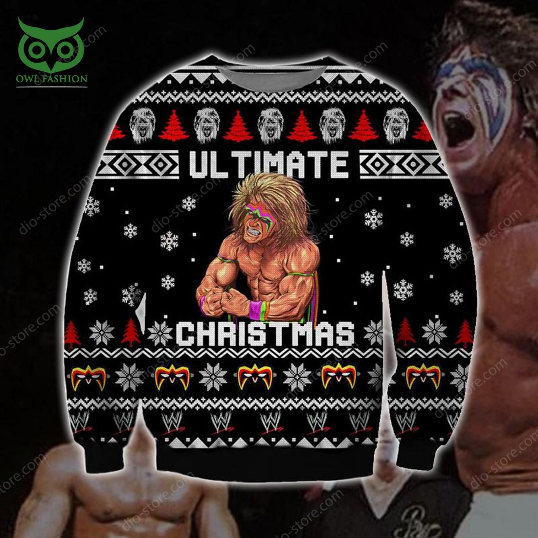 the ultimate warrior knitting pattern 3d print ugly christmas sweater sweatshirt christmas 1 5wgDK