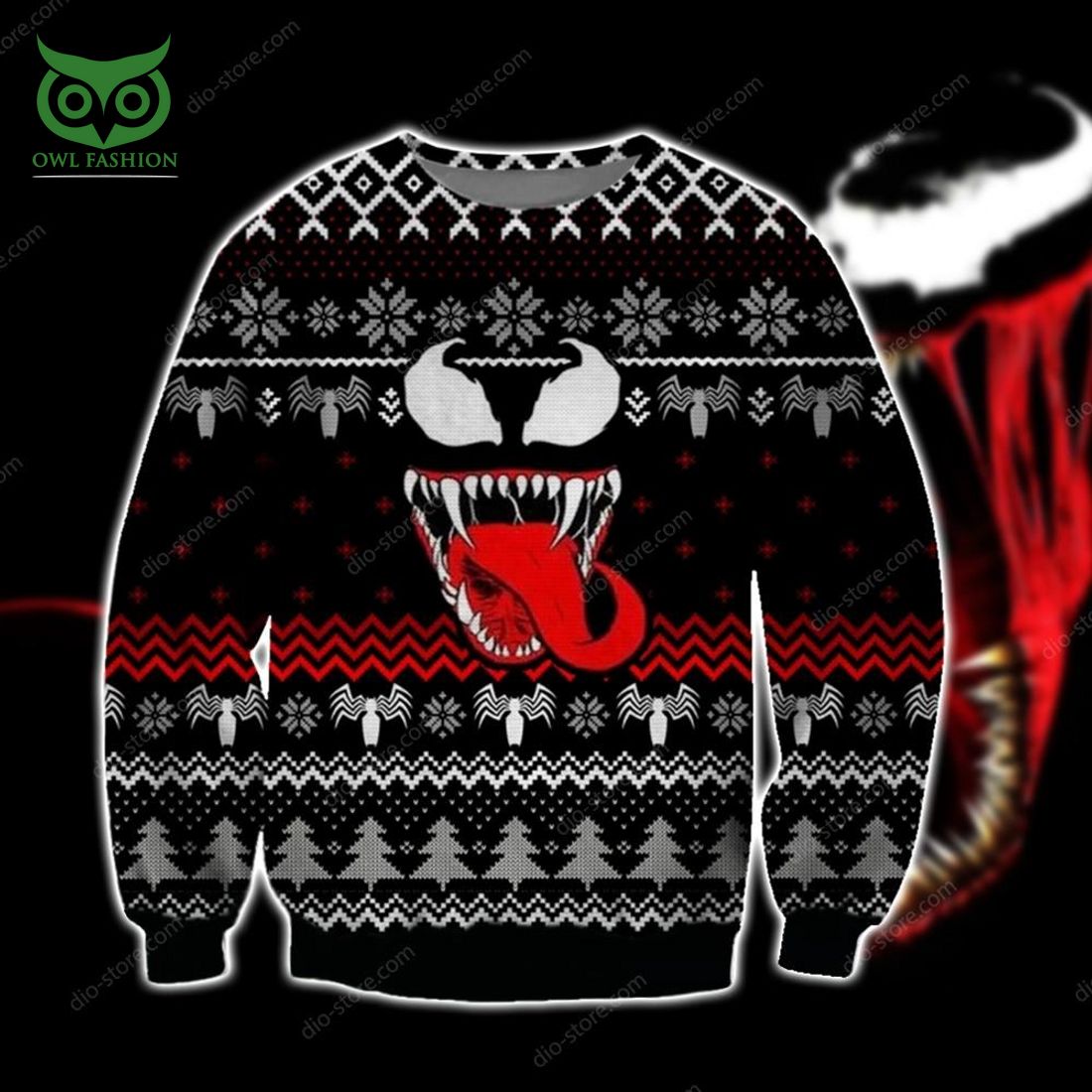 venom knitting pattern 3d print ugly christmas sweater sweatshirt christmas 1 v5Ous