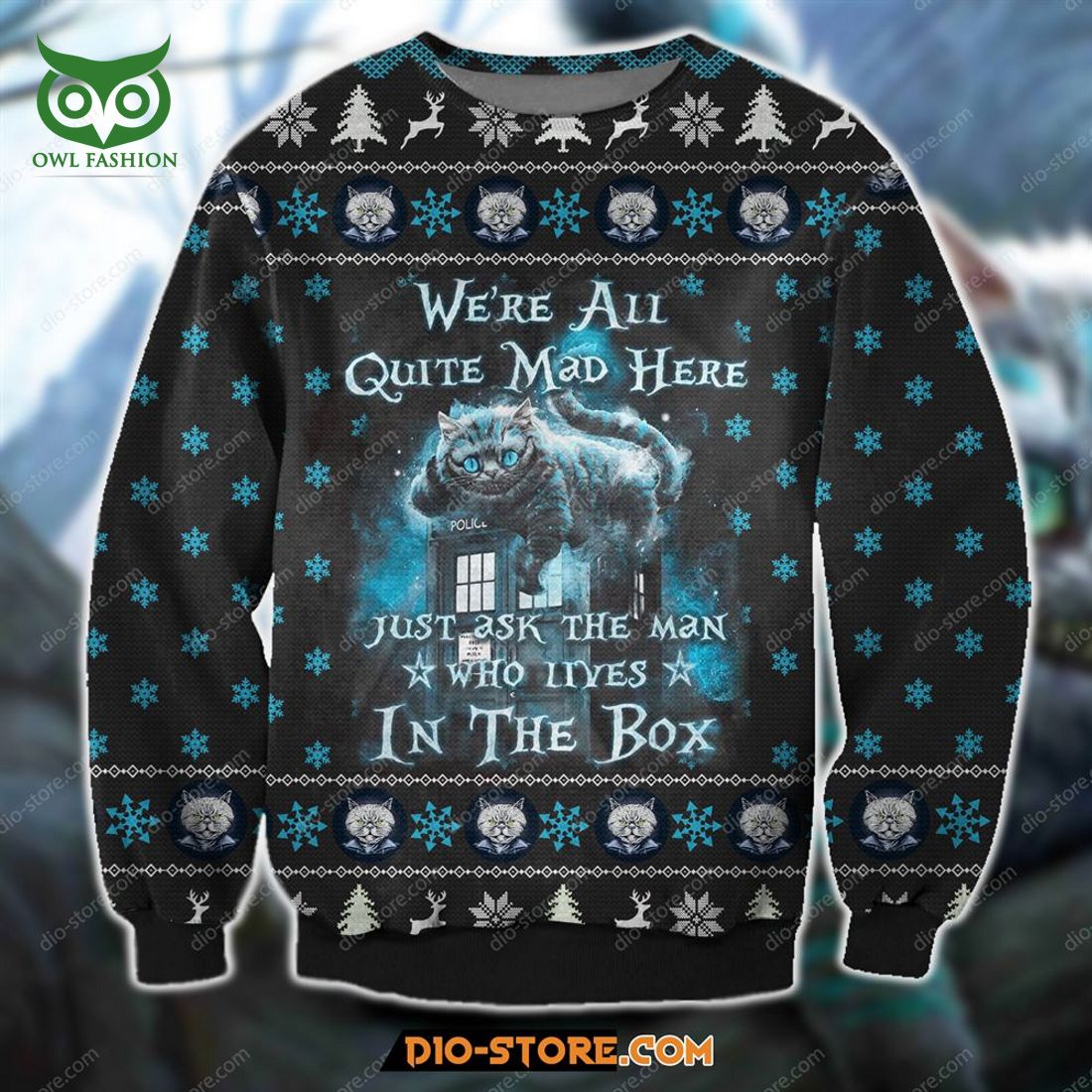 were all quite mad here alice in wonderland 3d print ugly christmas sweater sweatshirt christmas 1 Jf7uo