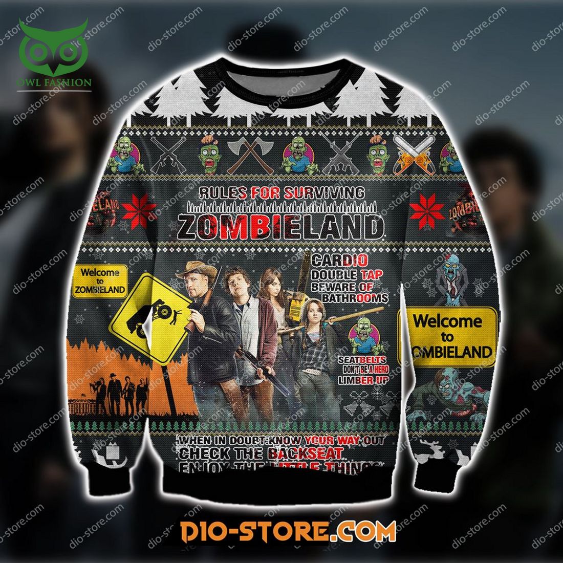 zombieland comedy film 3d print ugly christmas sweater sweatshirt christmas 1 SUXdv