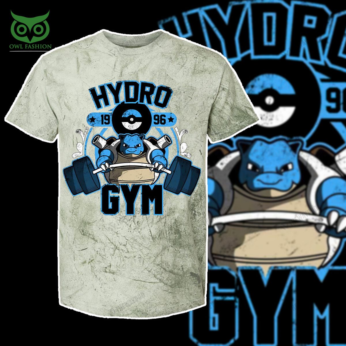 blastoise hydro gym pokemon anime custom 3d t shirt 3 spzUV