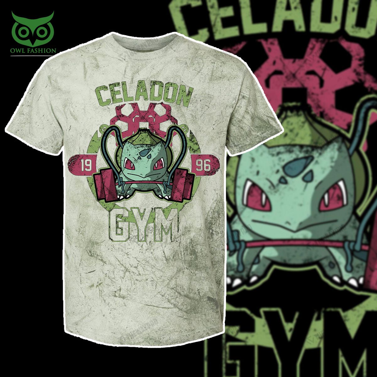 bulbasaur celadon gym pokemon anime custom 3d t shirt 1 1X8fI