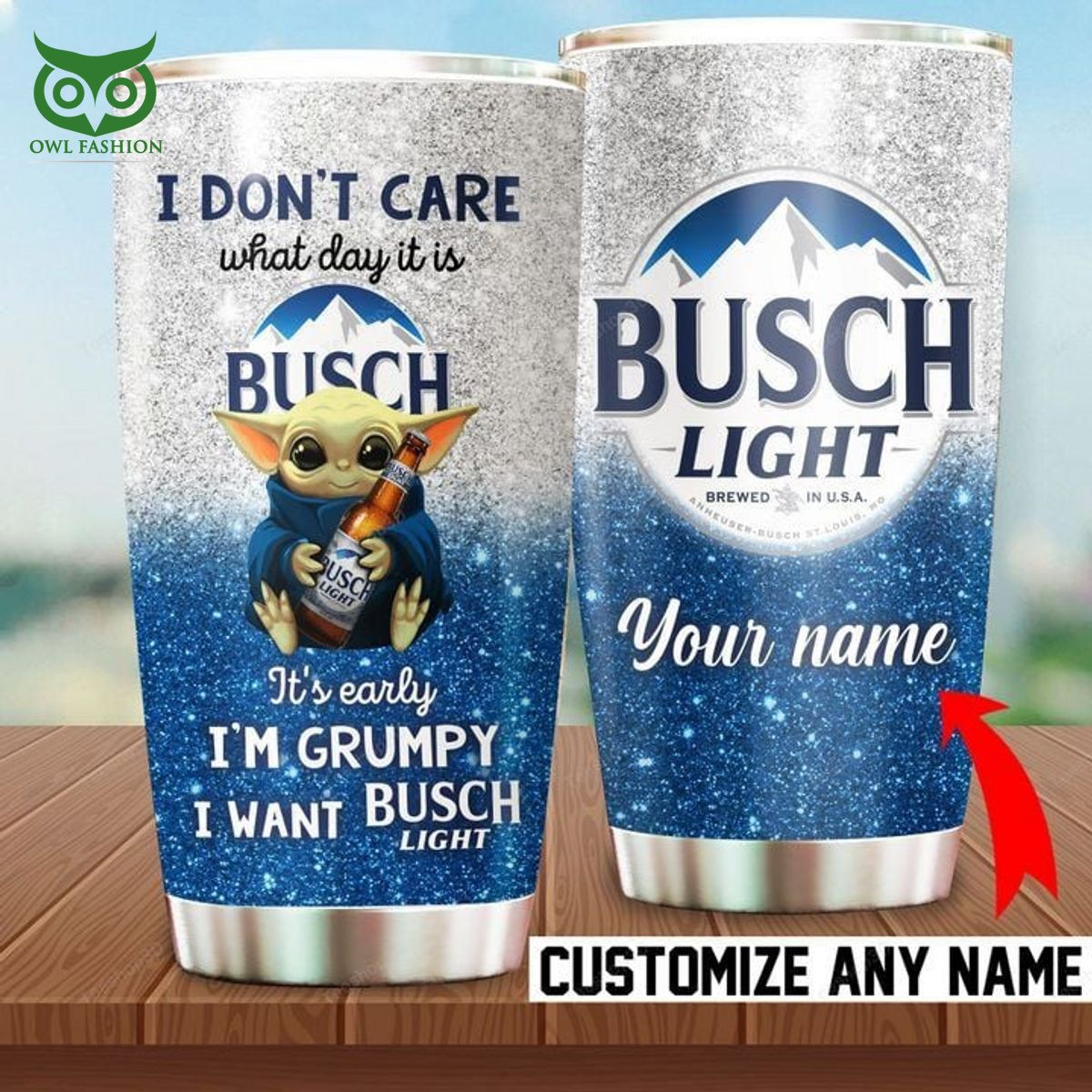 Busch Light Baby Yoda Personalized Tumbler Cup