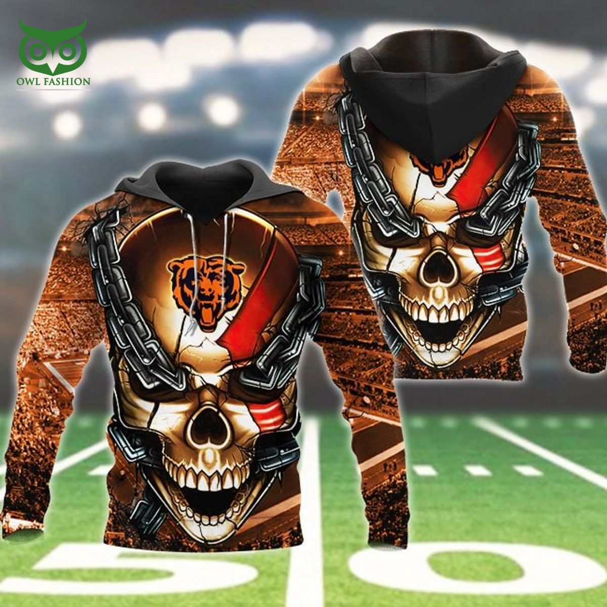 Cleveland Tigers Skull NFL Football League Champions 3D Hoodie