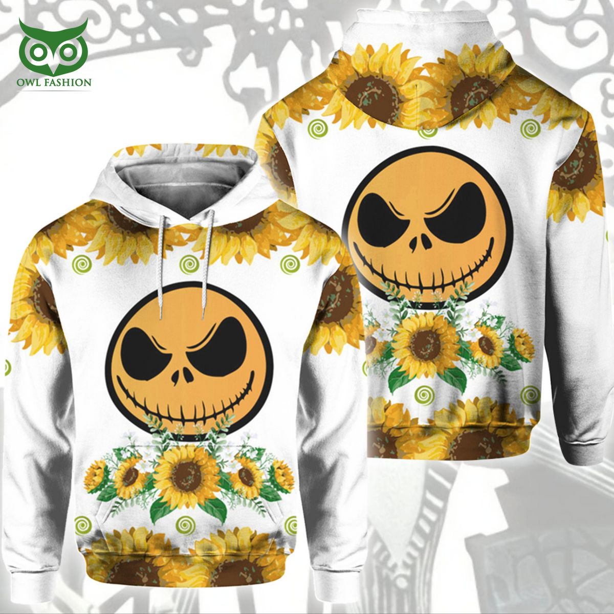 jack skellington symbol sunflower 3d hoodie 1 E00Pr