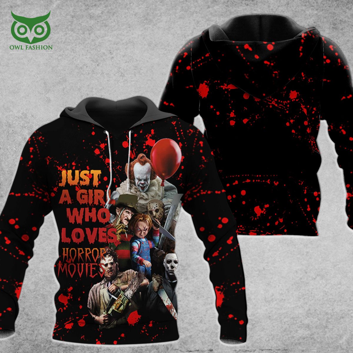 just a girl who loves horror movies horror characters halloween 3d hoodie 1 yut3R