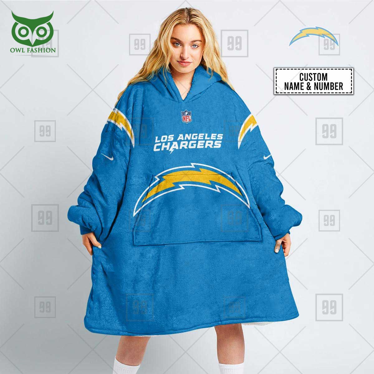 Los Angeles Chargers American League NFL Customized Snuggie Hoodie