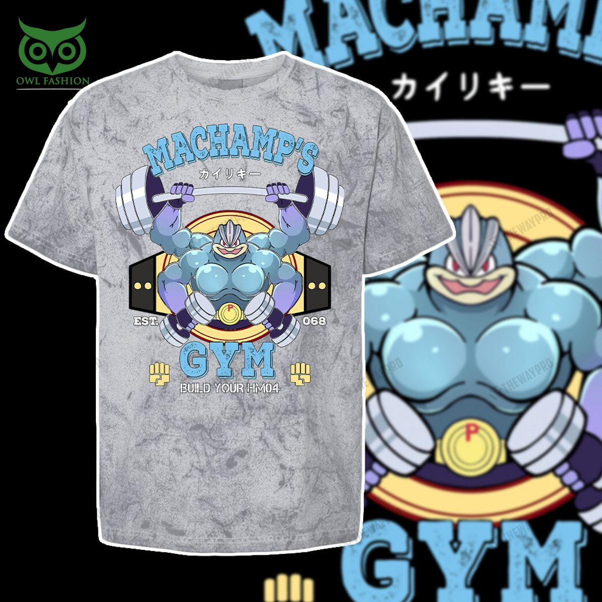 machamp gym pokemon anime blue custom 3d t shirt 2 F2qvP
