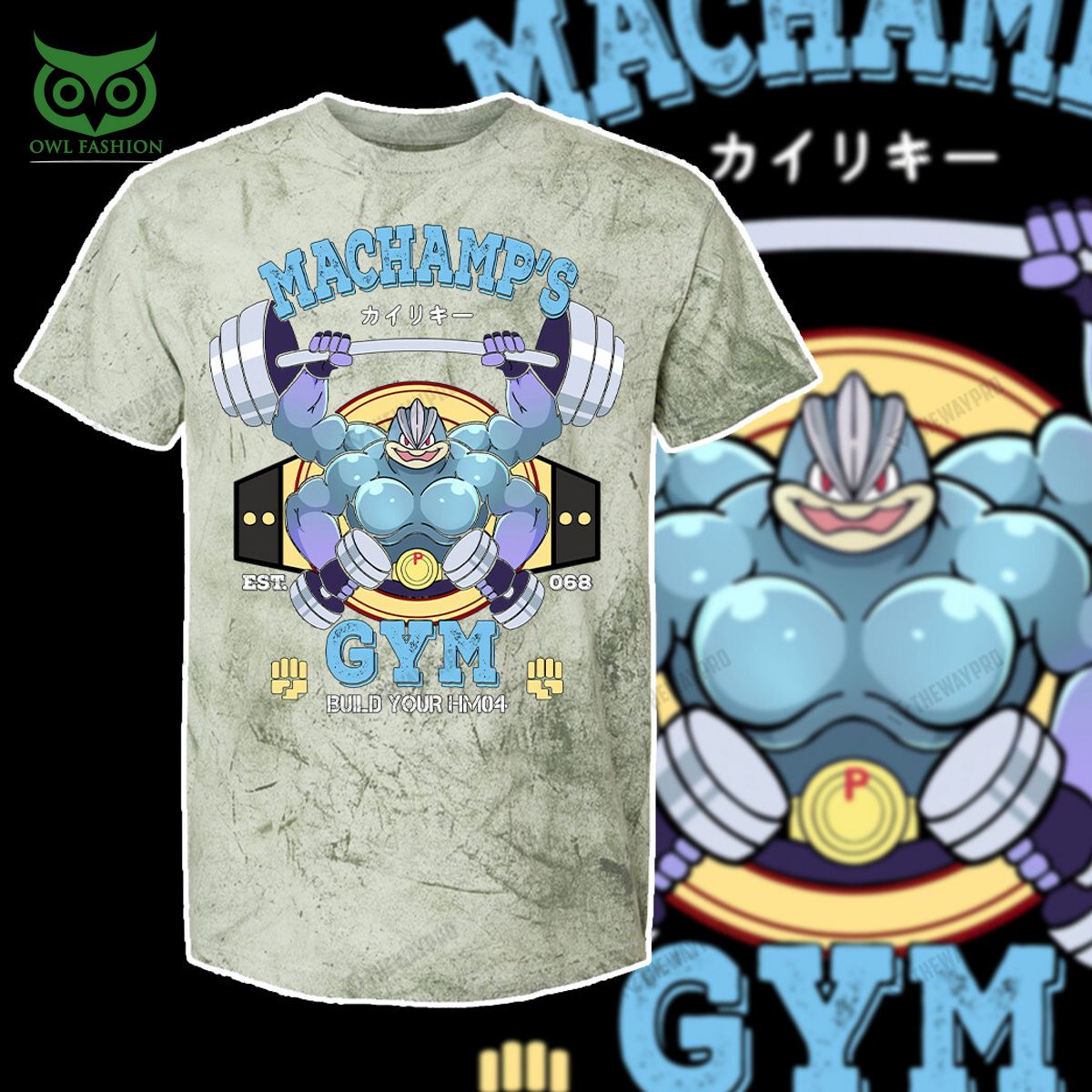 machamp gym pokemon anime blue custom 3d t shirt 3 H3xnd